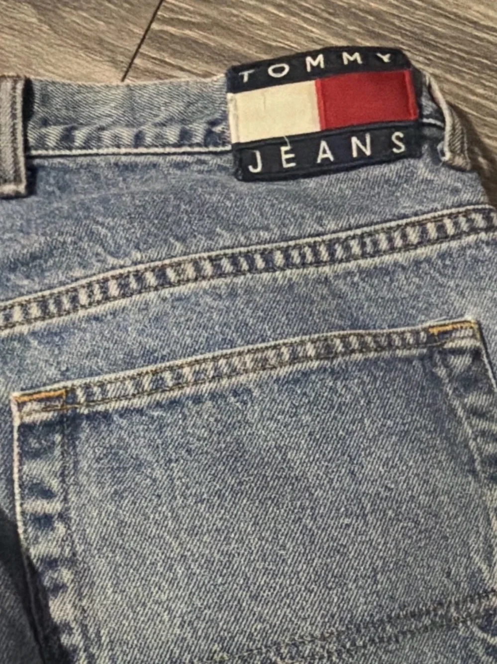 Vintage Y2K Tommy Hilfiger Light Blue Men’s Jeans with Signature Flag